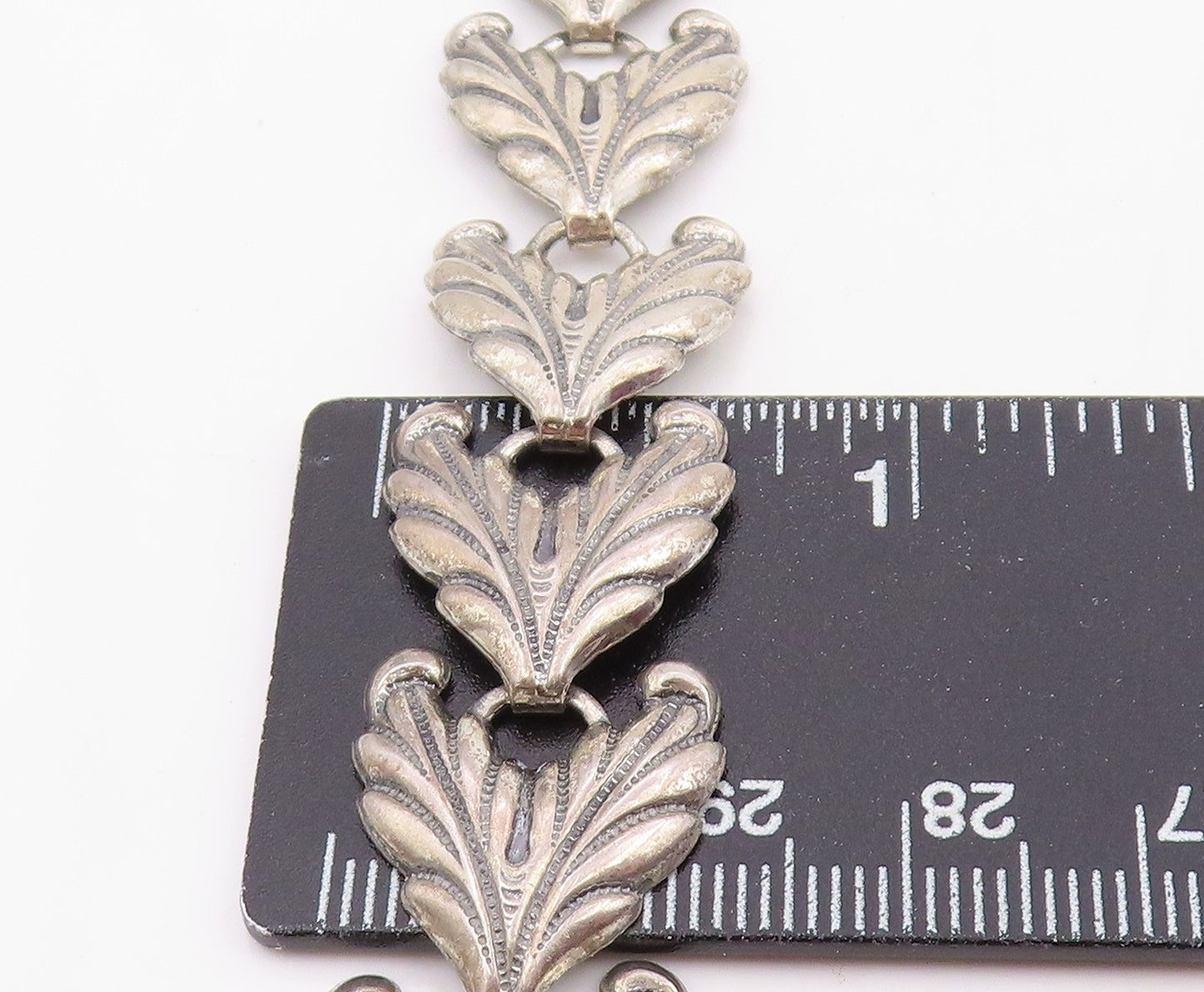 925 Sterling Silver Vintage Necklace DANECRAFT Etched Leaf Motif Collar NE4761