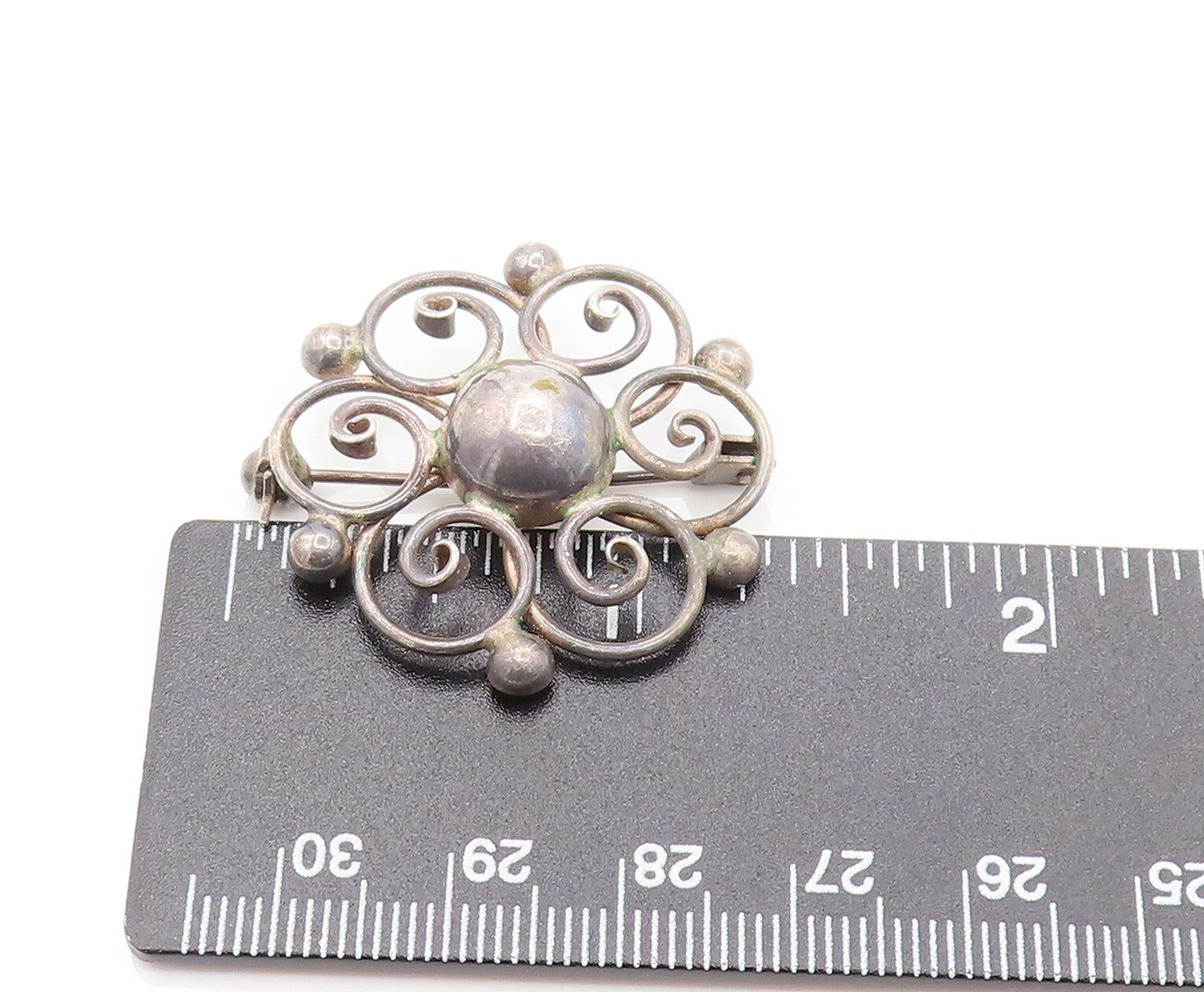 HERMANN SIERSBOL DENMARK 925 Silver Vintage Open Flower Brooch Pin BP10131
