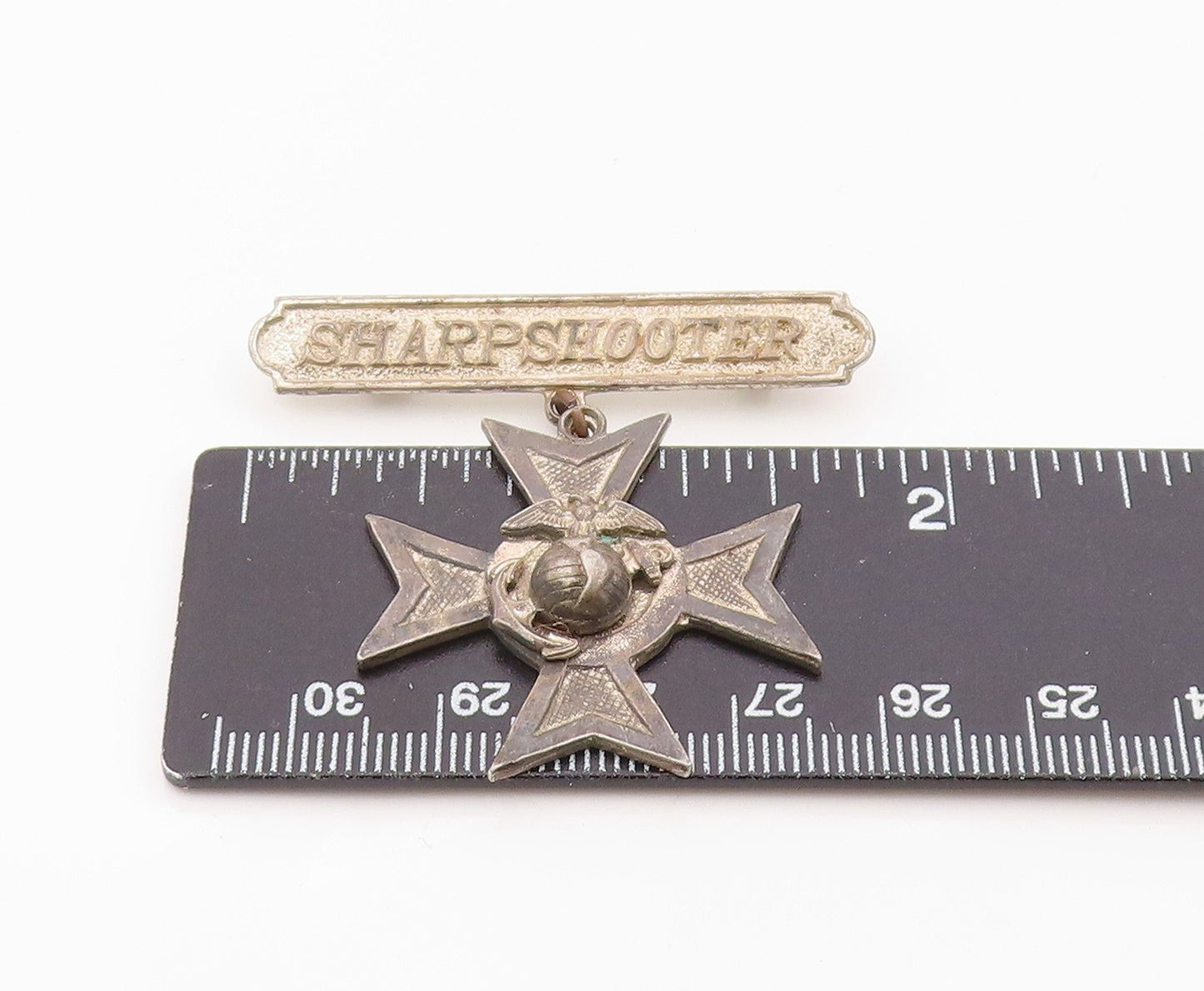 925 Sterling Silver Vintage Brooch Pin USMC Rifle Sharpshooter Badge BP12548