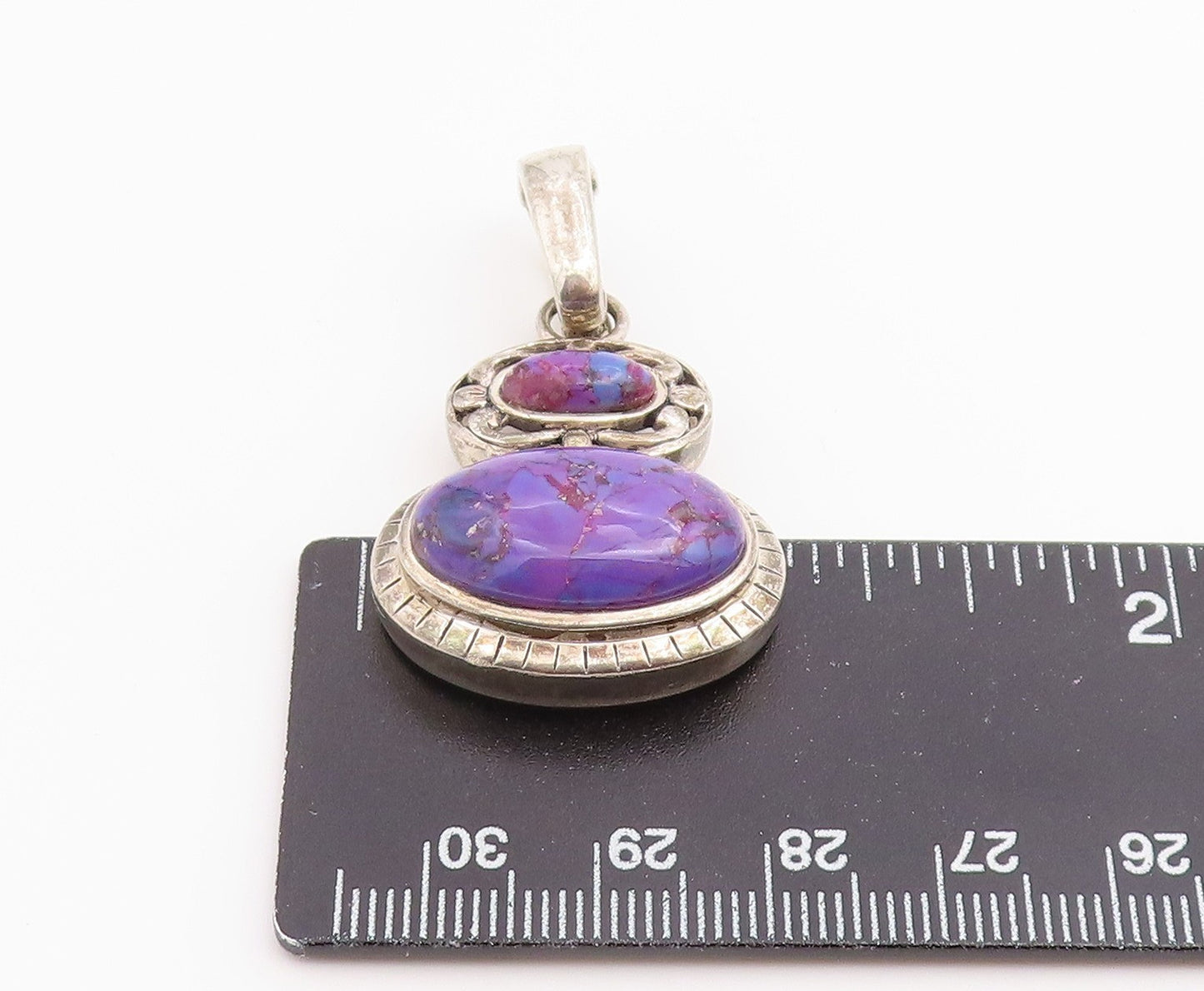 925 Sterling Silver Vintage Pendant Classic Cabochon Turquoise Charm PT26530