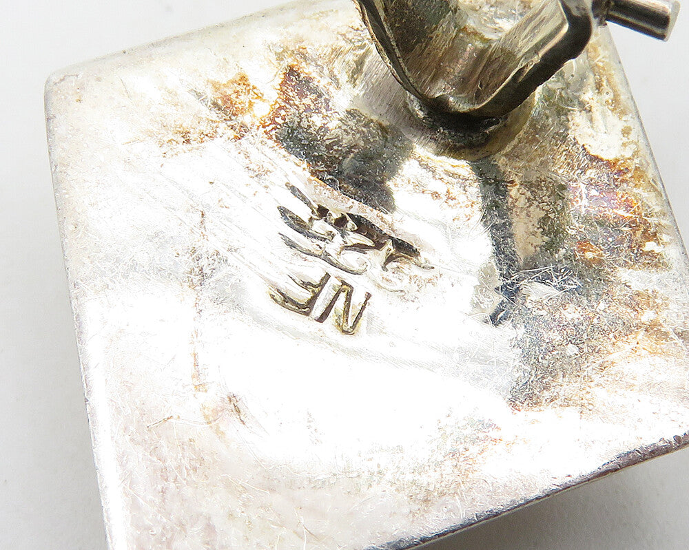 925 Sterling Silver Vintage Shiny Diamond Shape Non Pierce Earrings EG9383