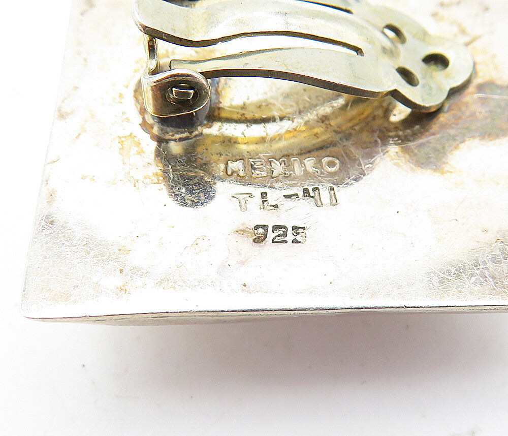 MEXICO 925 Silver Vintage Two Tone Rope Twist Non Pierce Earrings EG2874