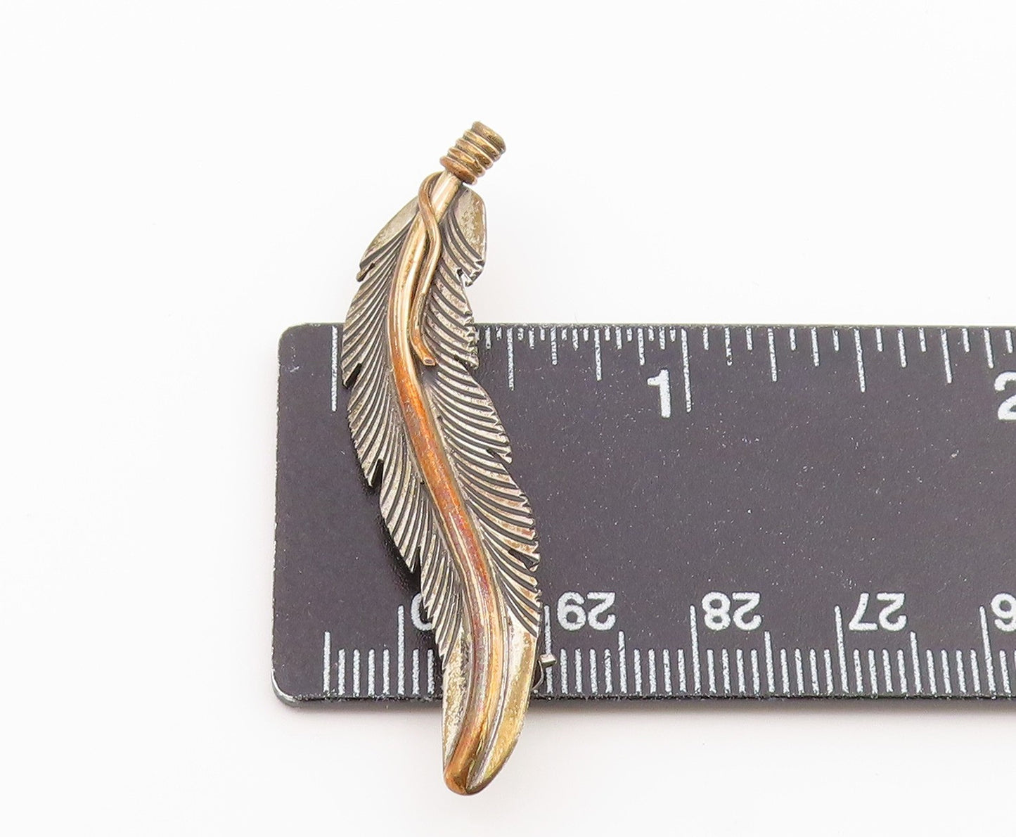 925 Sterling Silver Vintage Brooch Pin HARVEY MACE NAVAJO Quill Feather BP12618