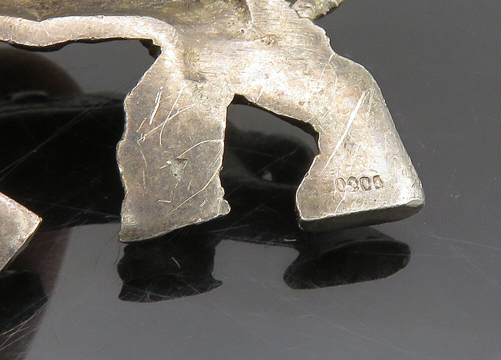 925 Sterling Silver Vintage Oxidized Man Riding Elephant Brooch Pin BP8041