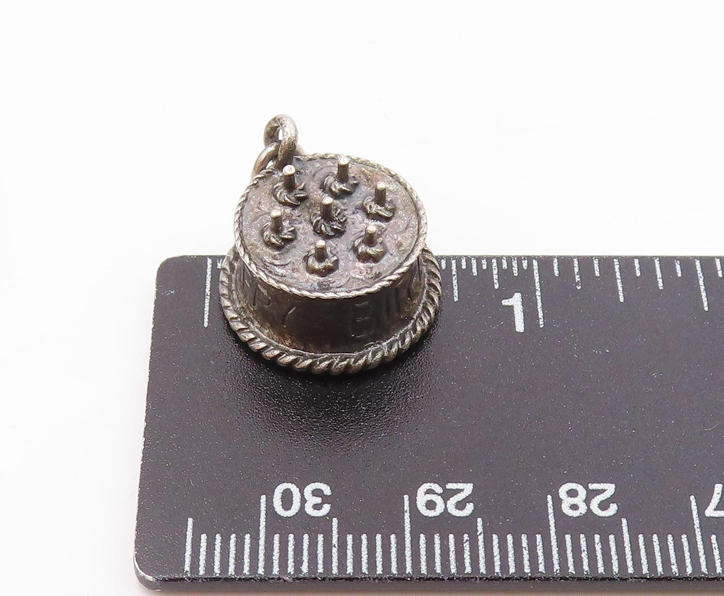 DANECRAFT 925 Sterling Silver Vintage Happy Birthday Cake Pendant PT18862