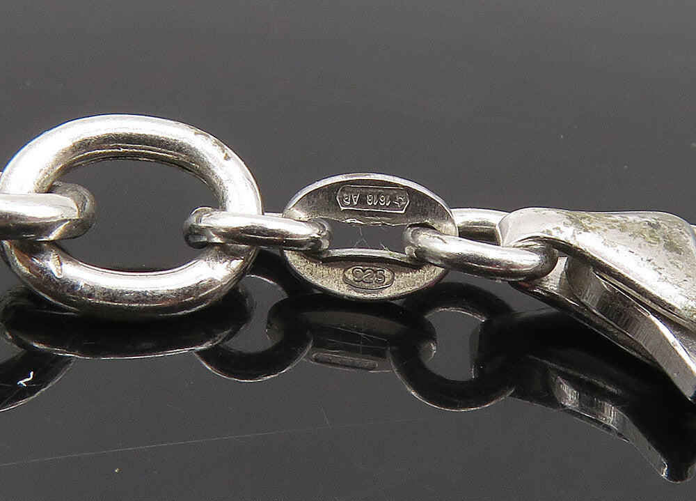 925 Sterling Silver Vintage Enamel Floral Bell Charms Chain Bracelet BT8380