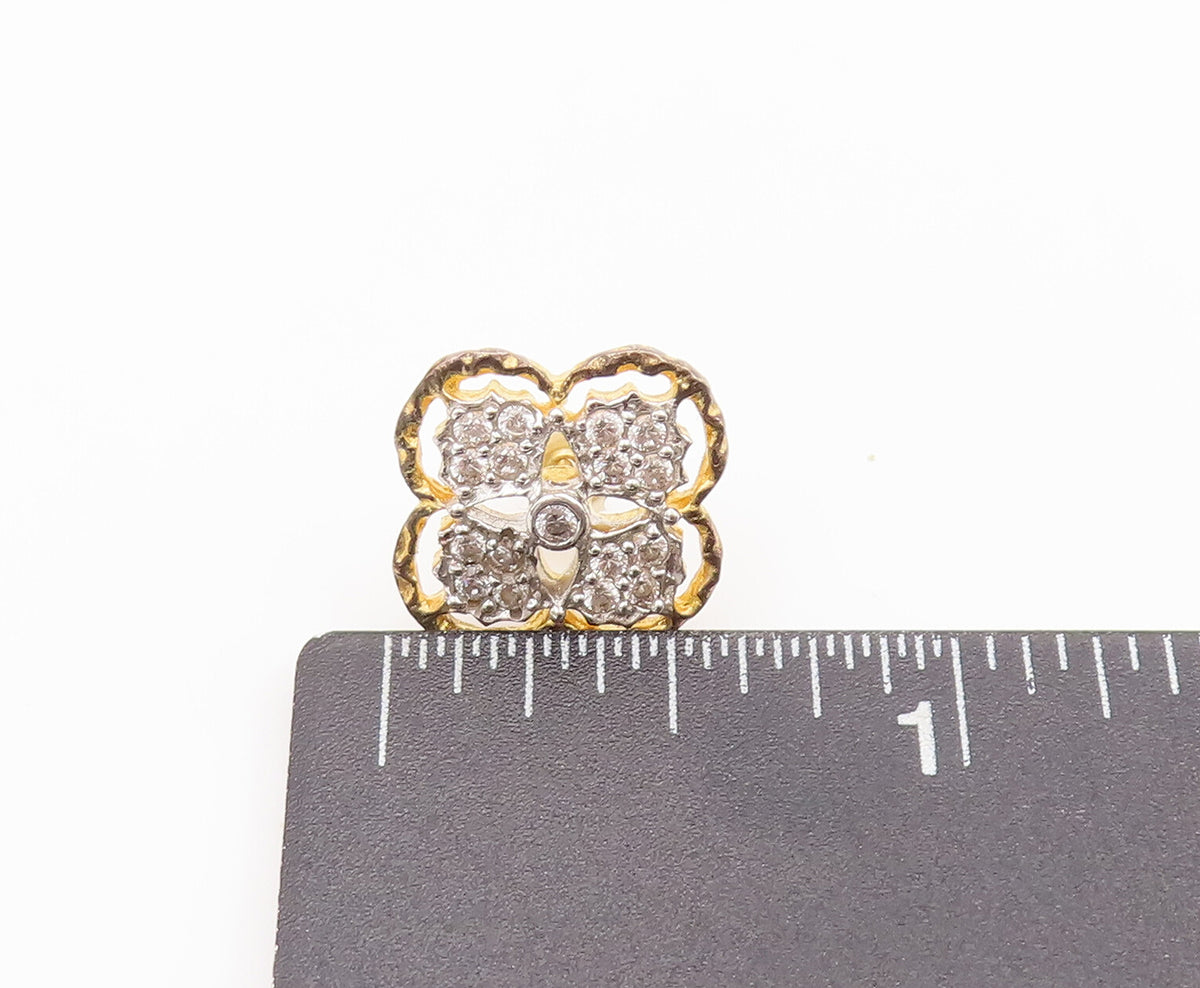 925 Sterling Silver Vintage Earrings Gold Plated Carved Topaz Flower EG12882