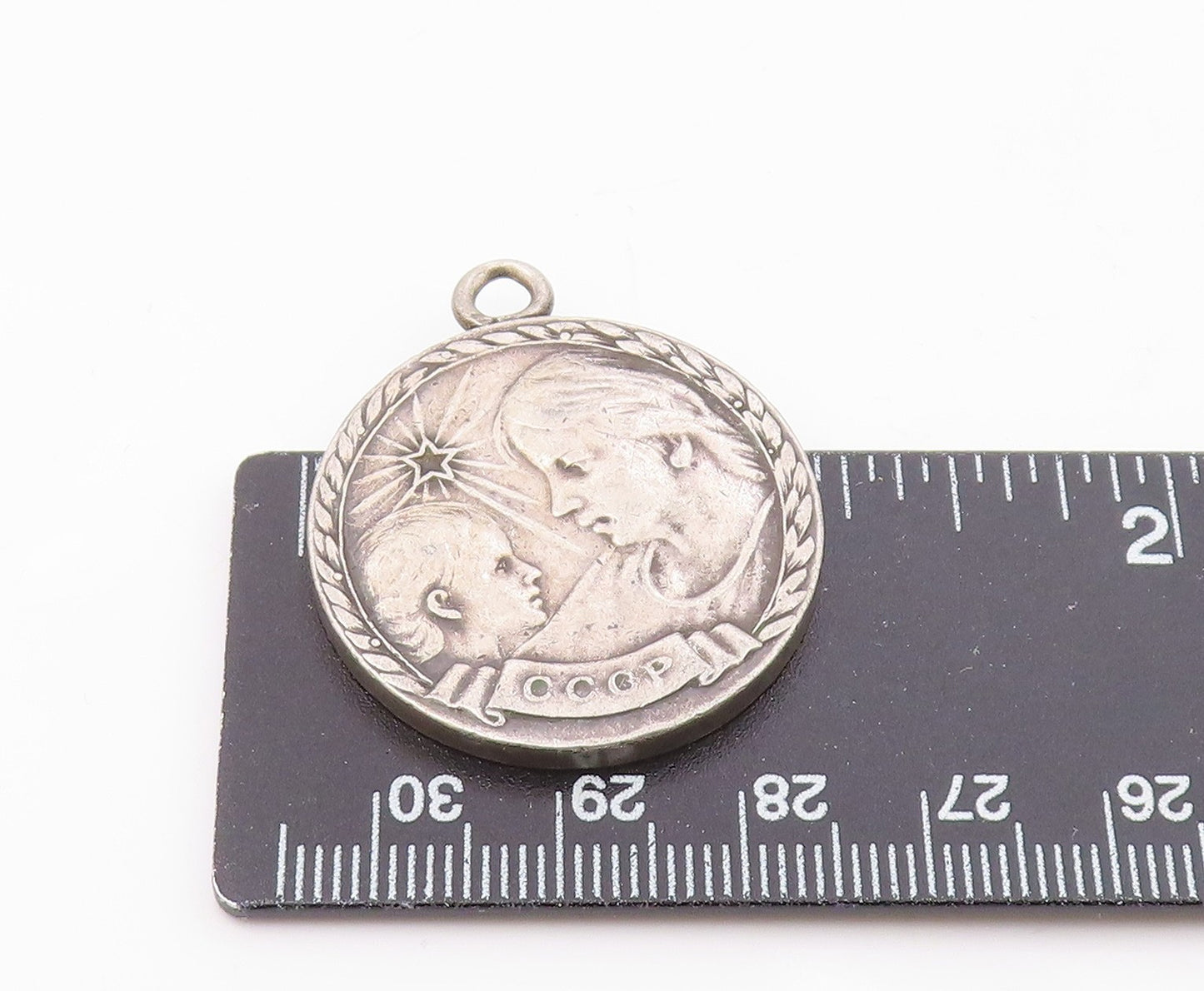 925 Sterling Silver Vintage Medal Of Motherhood MATEPNHCTBA Pendant PT21645