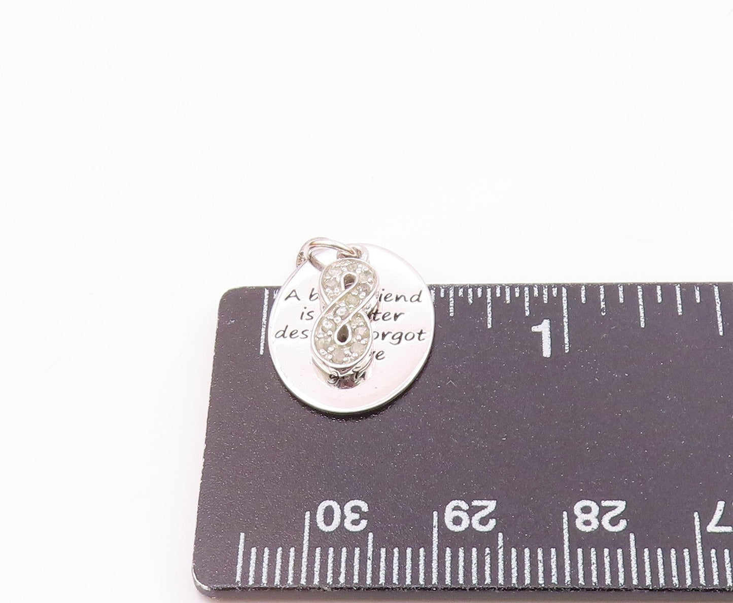 925 Silver Vintage Genuine Diamonds Infinity Best Friends Pendant PT16262