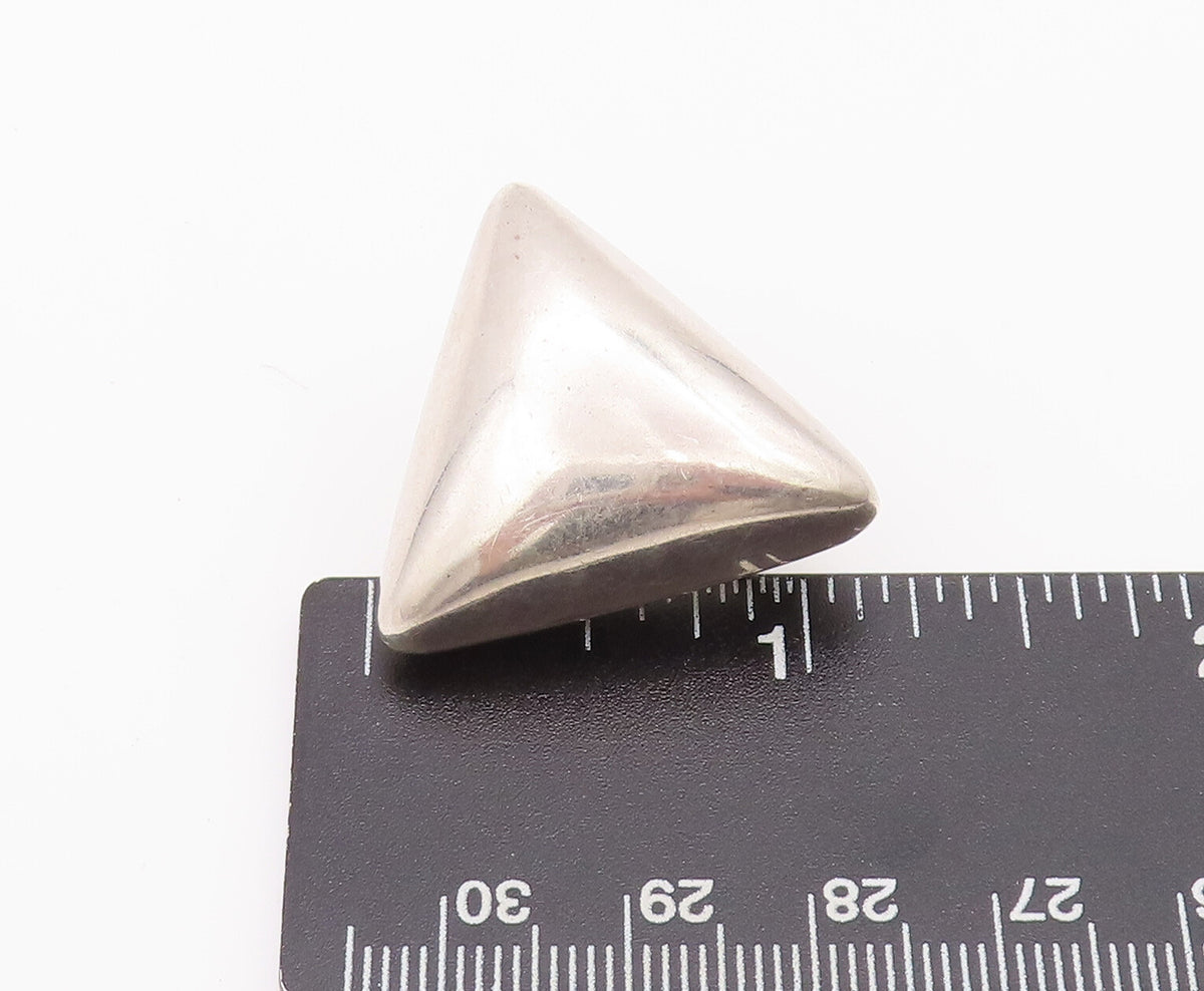925 Sterling Silver Earrings MEXICO Minimalist Puffed Clip Back Triangle EG12840