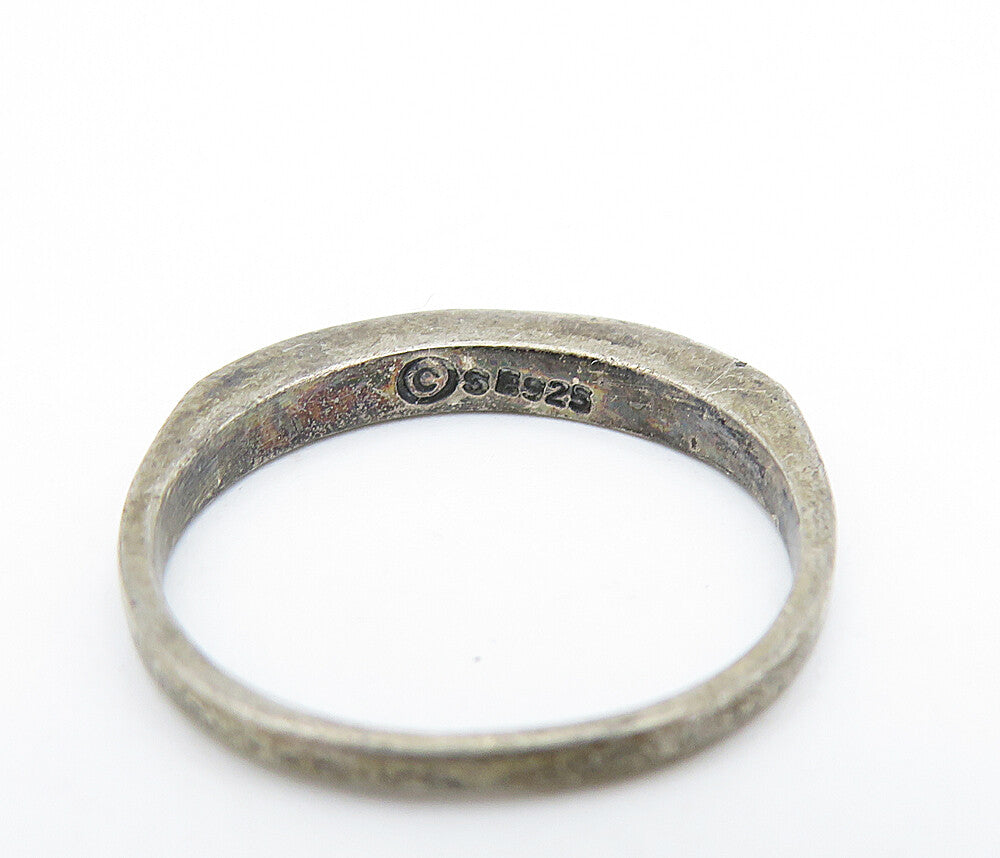 925 Sterling Silver Vintage Dark Tone Circle Pattern Band Ring Sz 7 RG6687