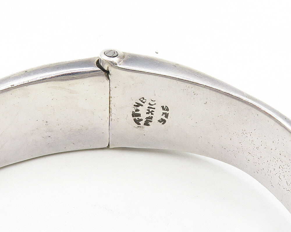 MEXICO 925 Sterling Silver Vintage Modernist Bypass Cuff Bracelet BT7455