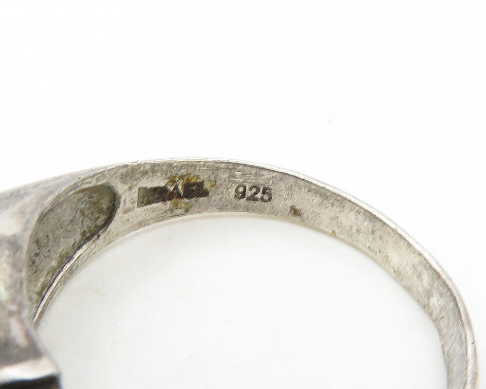 925 Sterling Silver Vintage Dark Tone Swirl Dome Band Ring Sz 8 RG18784
