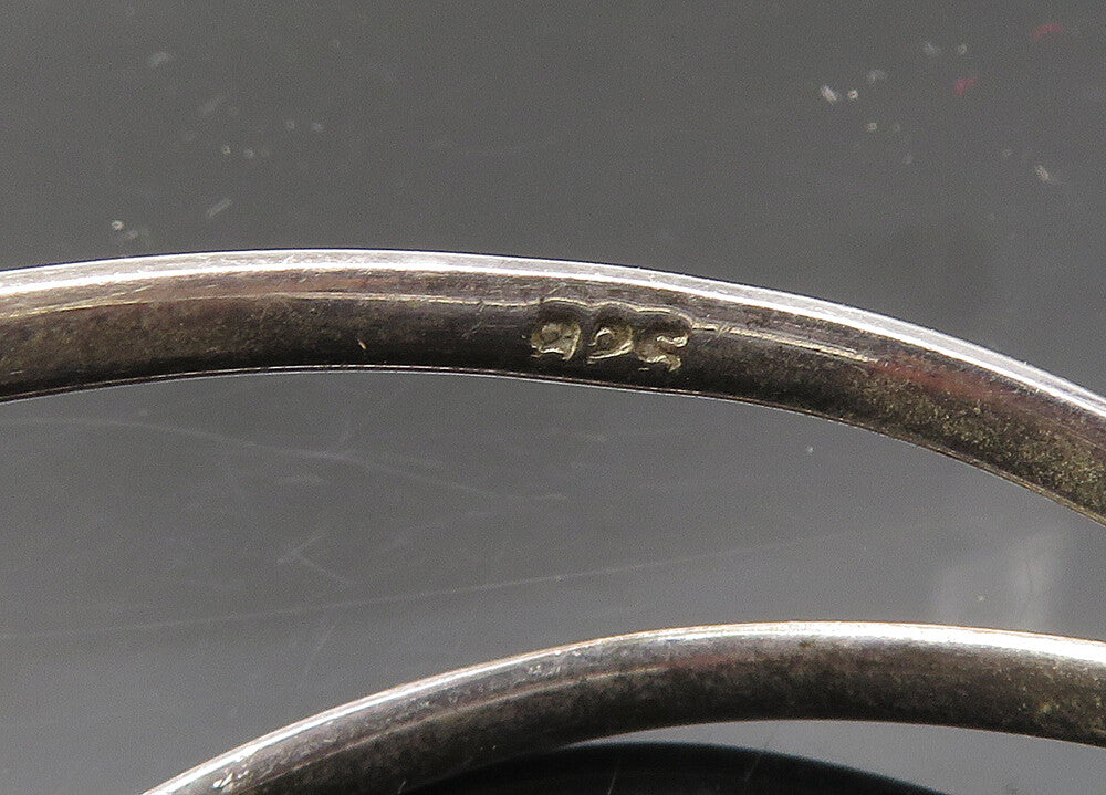925 Sterling Silver Vintage Black Onyx Open Circle Cuff Bracelet BT8258