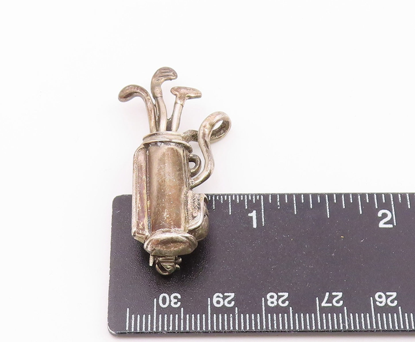 MEXICO 925 Silver Vintage Bag Of Golf Clubs Sports Motif Brooch Pin BP8905