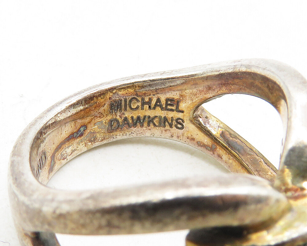 MICHAEL DAWKINS 925 Sterling Silver Vintage Open Design Band Ring Sz 5 RG9535