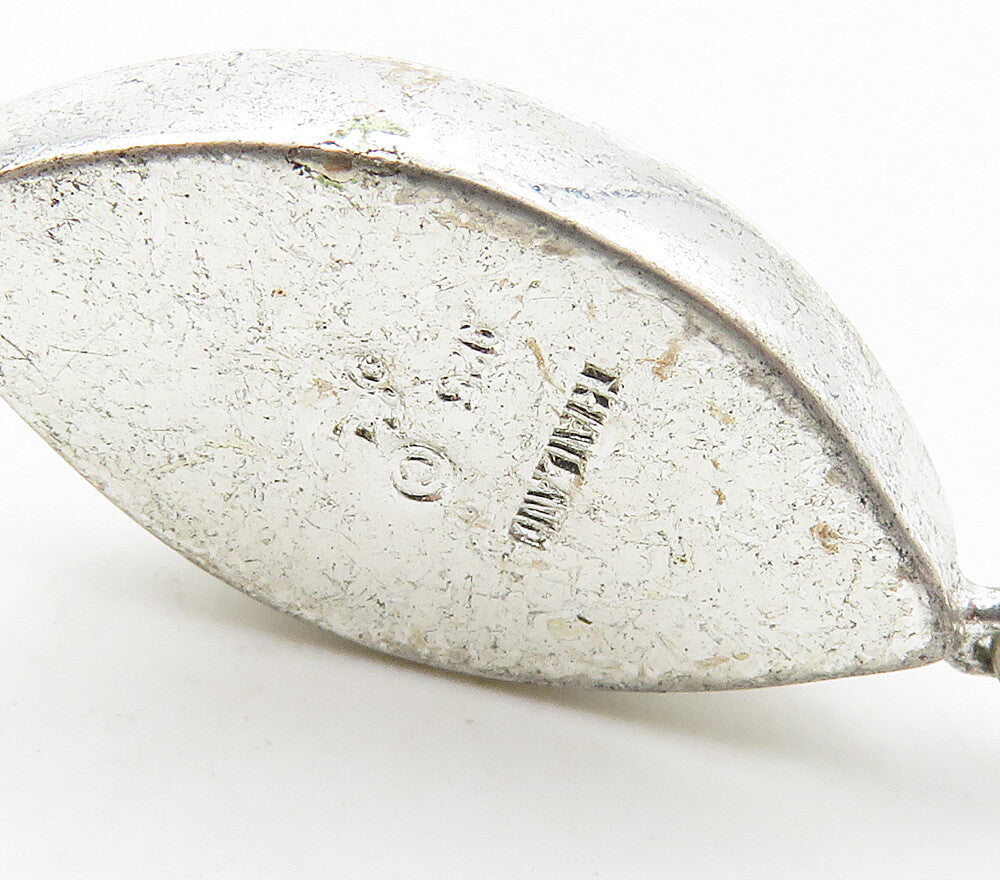 925 Sterling Silver Vintage Petite Floral Art Pointed Oval Pendant PT12393
