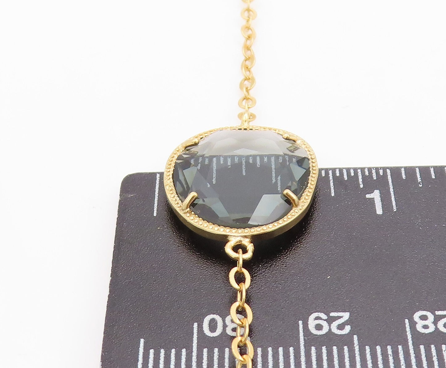 925 Sterling Silver Vintage Necklace Gold Plated Amorphas Cut Gemstone NE4373