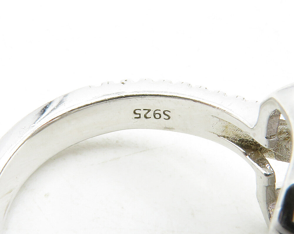 925 Sterling Silver Square Cut Cubic Zirconia Cocktail Ring Sz 6 RG13218