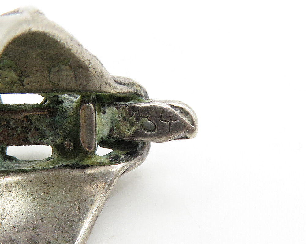 925 Sterling Silver Vintage Dark Tone Skull Head Band Ring Sz 5 RG19796