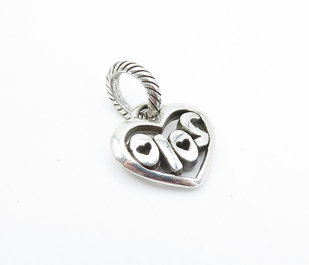 925 Sterling Silver Shiny Petite 2010 Love Heart Twist Drop Pendant PT2963