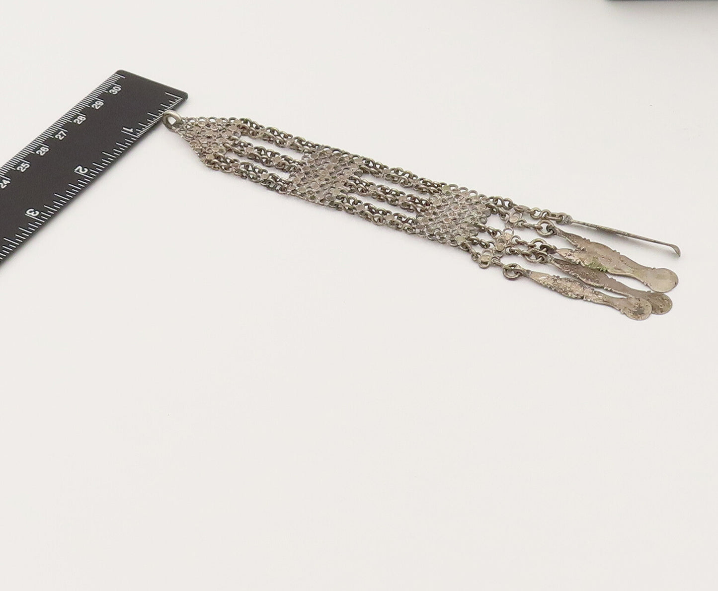 925 Sterling Silver Vintage Ornate Chain Dangling Long Pendant PT21981