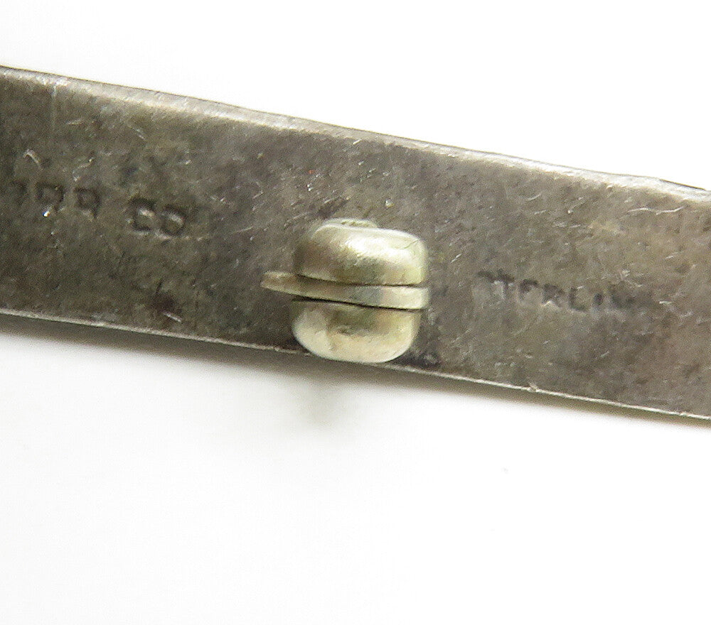 925 Sterling Silver Vintage Dark Tone Smooth Square Brooch Pin BP6467