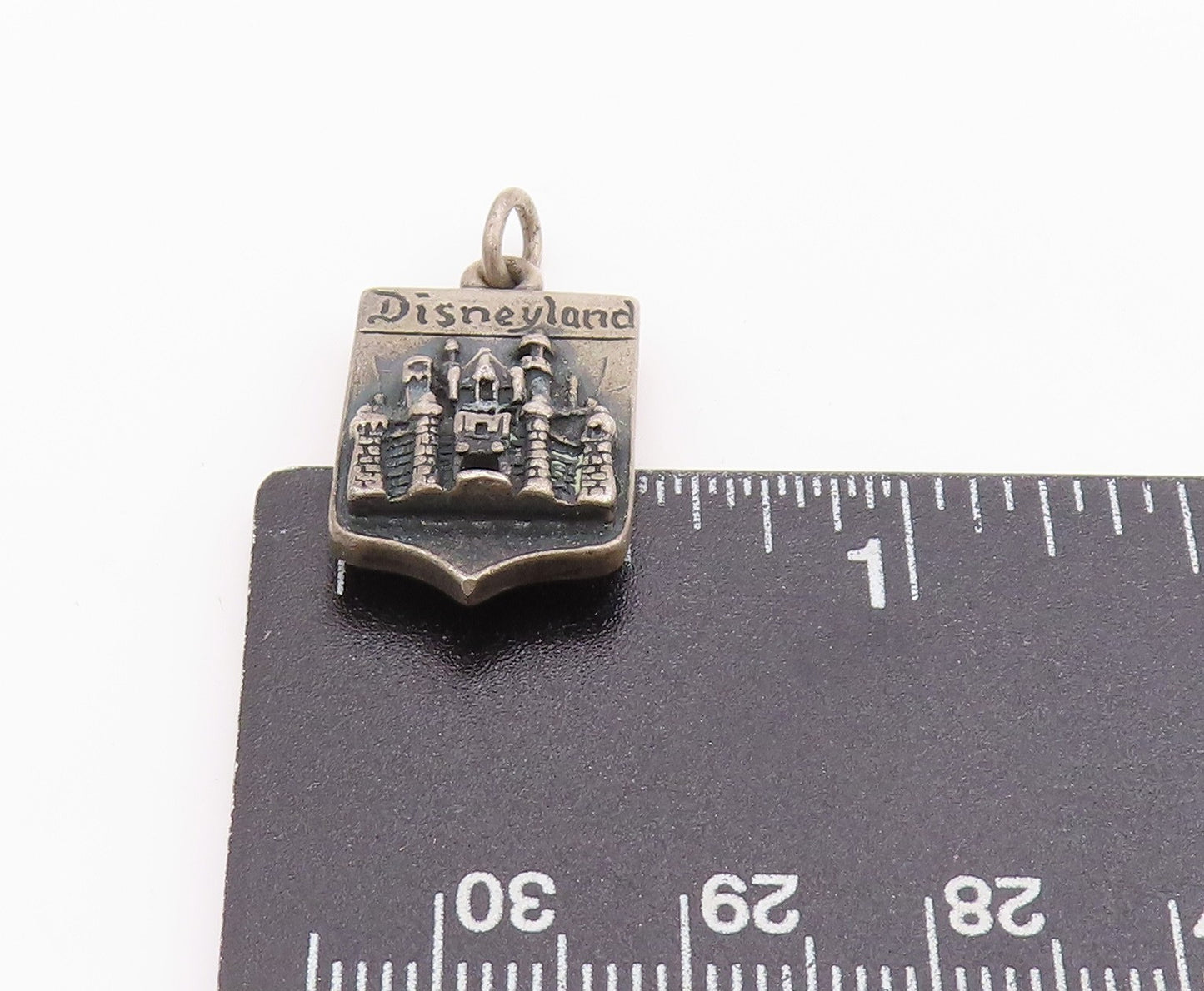 925 Sterling Silver Vintage Pendant Dark Tone Carved Disney Land Charm PT24927