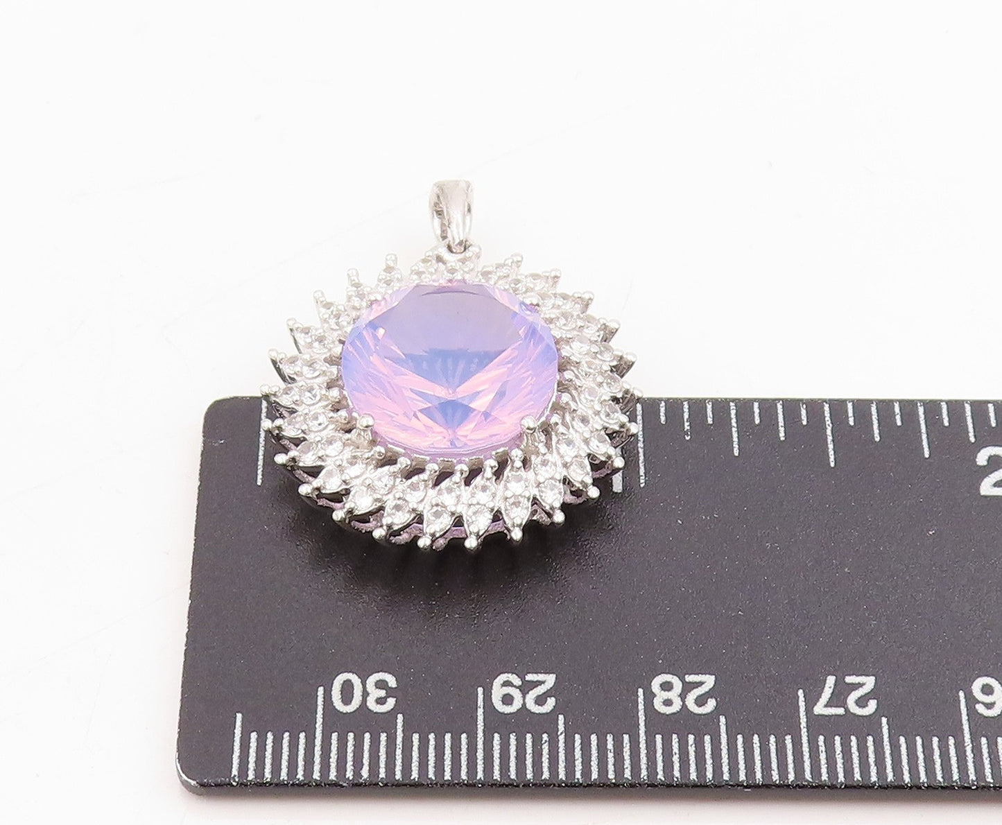 925 Sterling Silver Vintage Pendant Topaz & Halo CZ Sunflower Charm PT25322