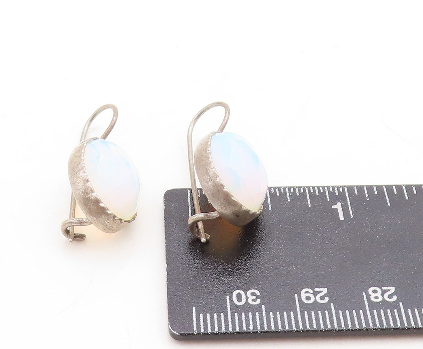925 Sterling Silver Vintage Earrings Dark Tone Cabochon Cut Mystic Opal EG13292