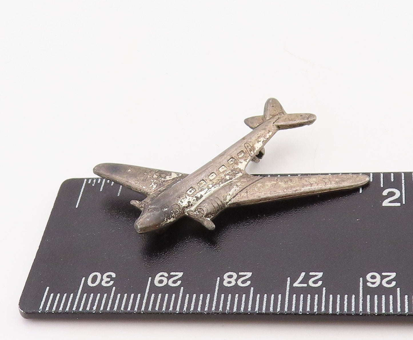 925 Sterling Silver Vintage Brooch Pin Solid Cutout Mini Aeroplan BP11243