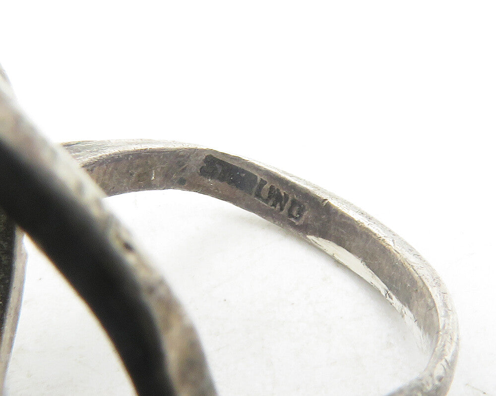 925 Sterling Silver Vintage Dark Tone Swirl Dome Band Ring Sz 4.5 RG12082