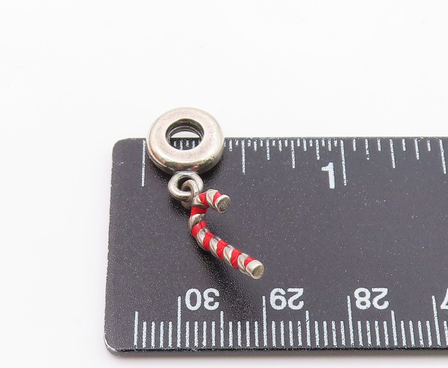 PANDORA 925 Silver Vintage Enamel Christmas Candy Cane Pendant PT17189