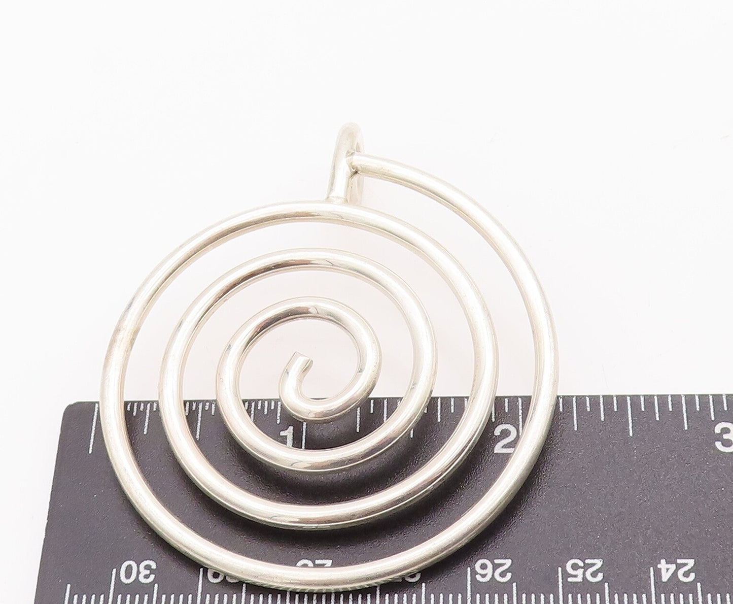 925 Sterling Silver Vintage Pendant Solid Wire Carved Spiraled Coil PT22973