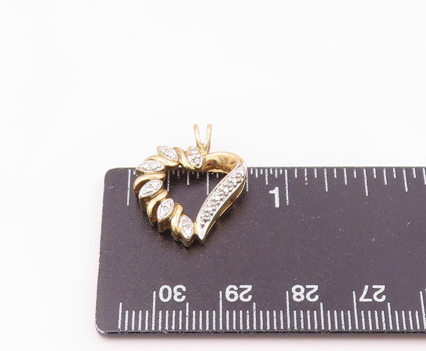 925 Sterling Silver Vintage Shiny Genuine Diamond Love Heart Pendant PT15769
