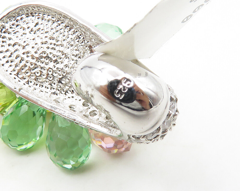 925 Sterling Silver Faceted Peridot & Pink Topaz Cluster Pendant PT14070