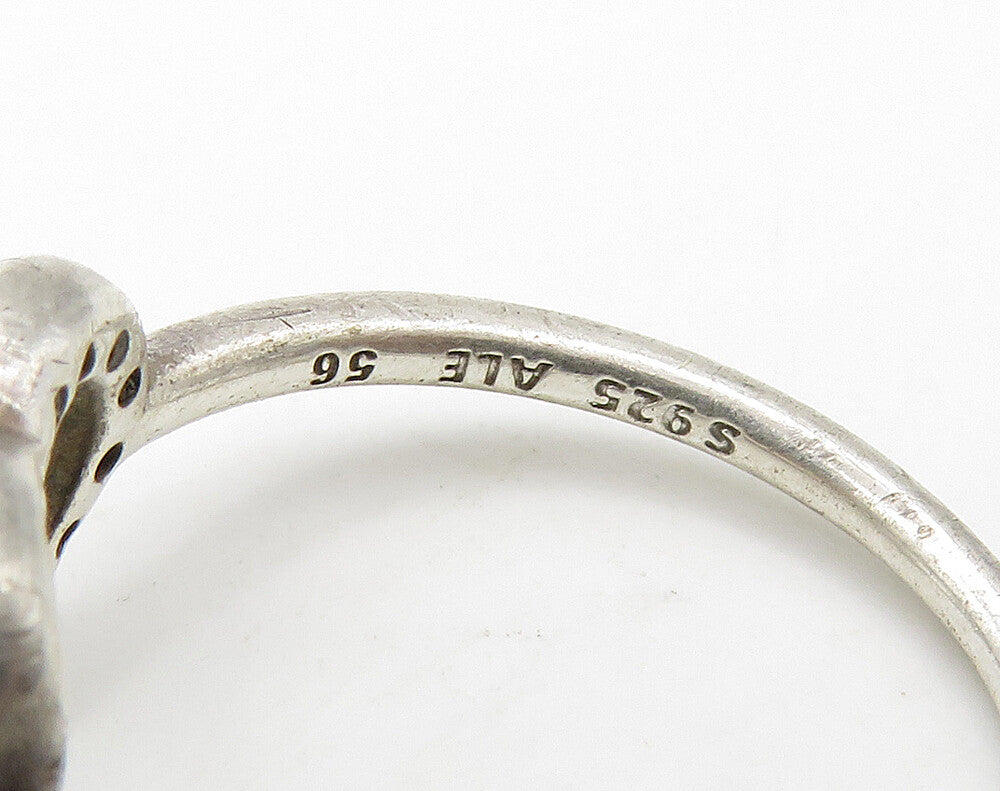 PANDORA 925 Silver Vintage Topaz Open Love Heart Band Ring Sz 7.5 RG16267