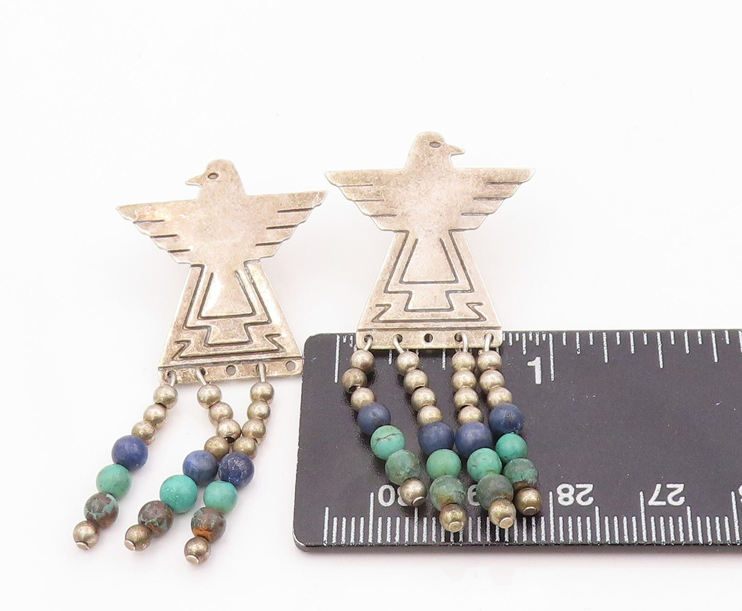 925 Sterling Silver Vintage Earrings CAROLYN POLLACK Bird Dangling Gems EG13338