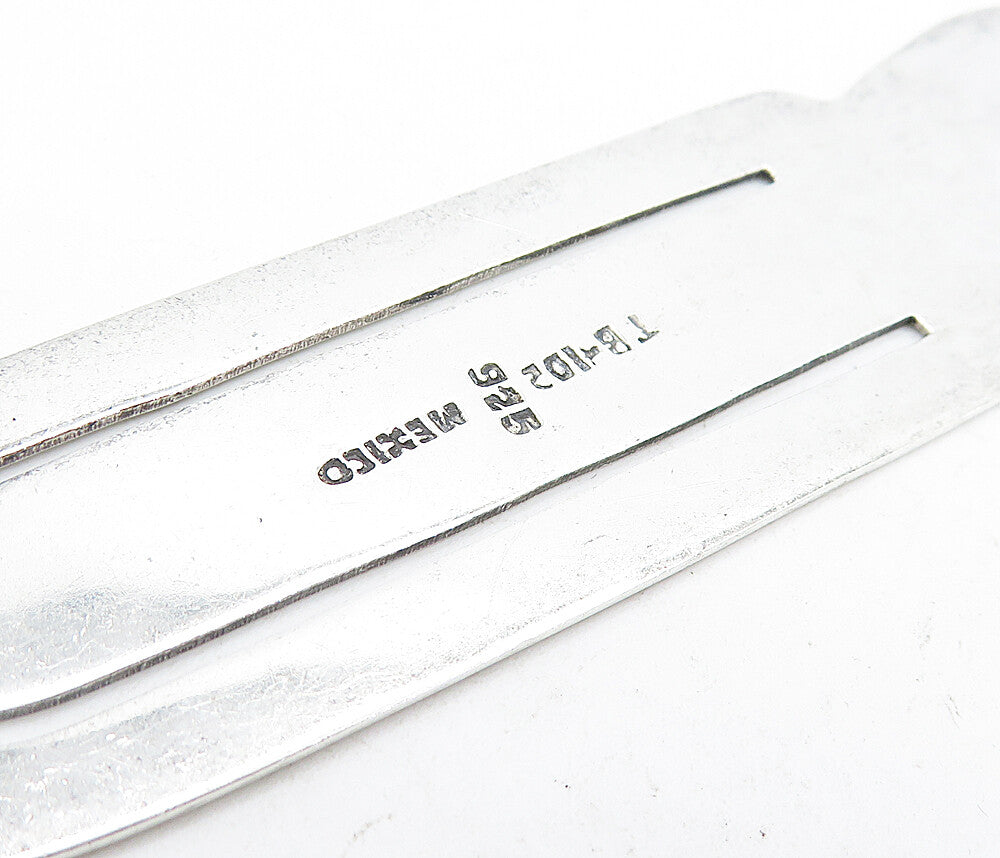 MEXICO 925 Sterling Silver Vintage Shiny Etched Apple Motif Book Mark TR1177