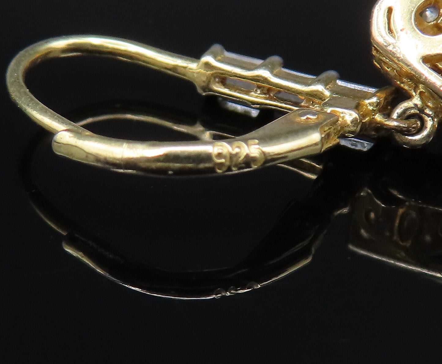 925 Silver Vintage Elegant Gold Plated Topaz Square Frame Earrings EG12072