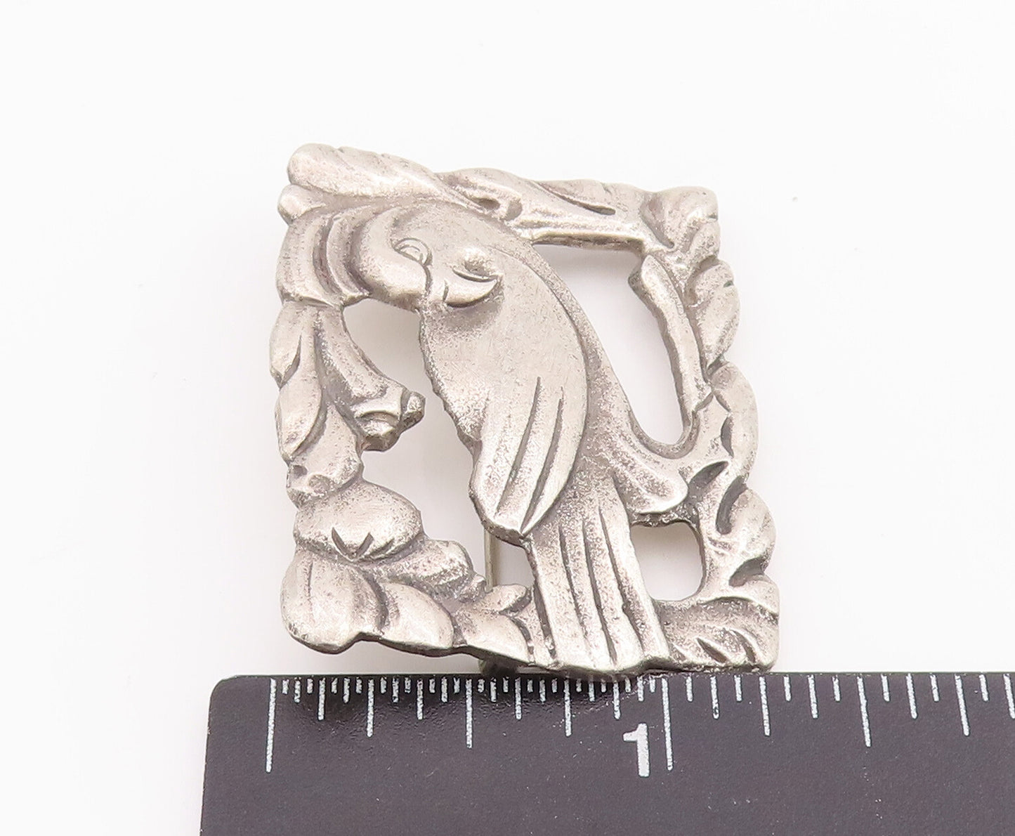 925 Sterling Silver Vintage Brooch Pin Antique Floral Frame With Bird BP11032