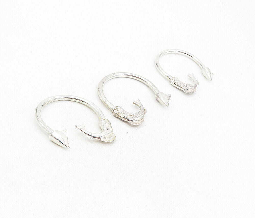 925 Sterling Silver Vintage 3 Piece Shiny Fish Arrow Key Rings TR1367