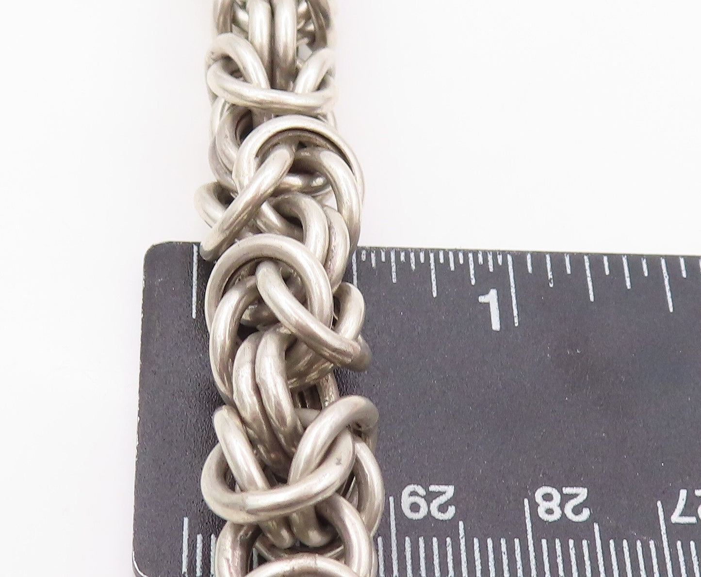925 Sterling Silver Vintage Bracelet Dark Tone Brutalist Linked Rings BT11074