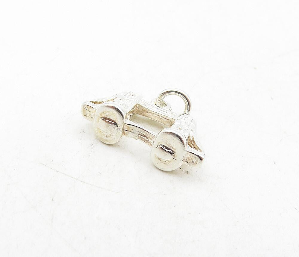 925 Sterling Silver Vintage Petite Shiny Bridge Motif Drop Pendant PT6851
