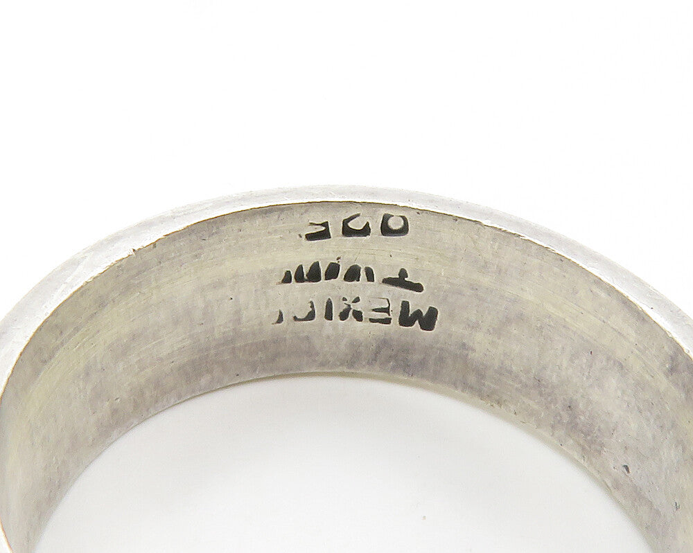 MEXICO 925 Sterling Silver Vintage Footprint Pattern Band Ring Sz 11 RG14744