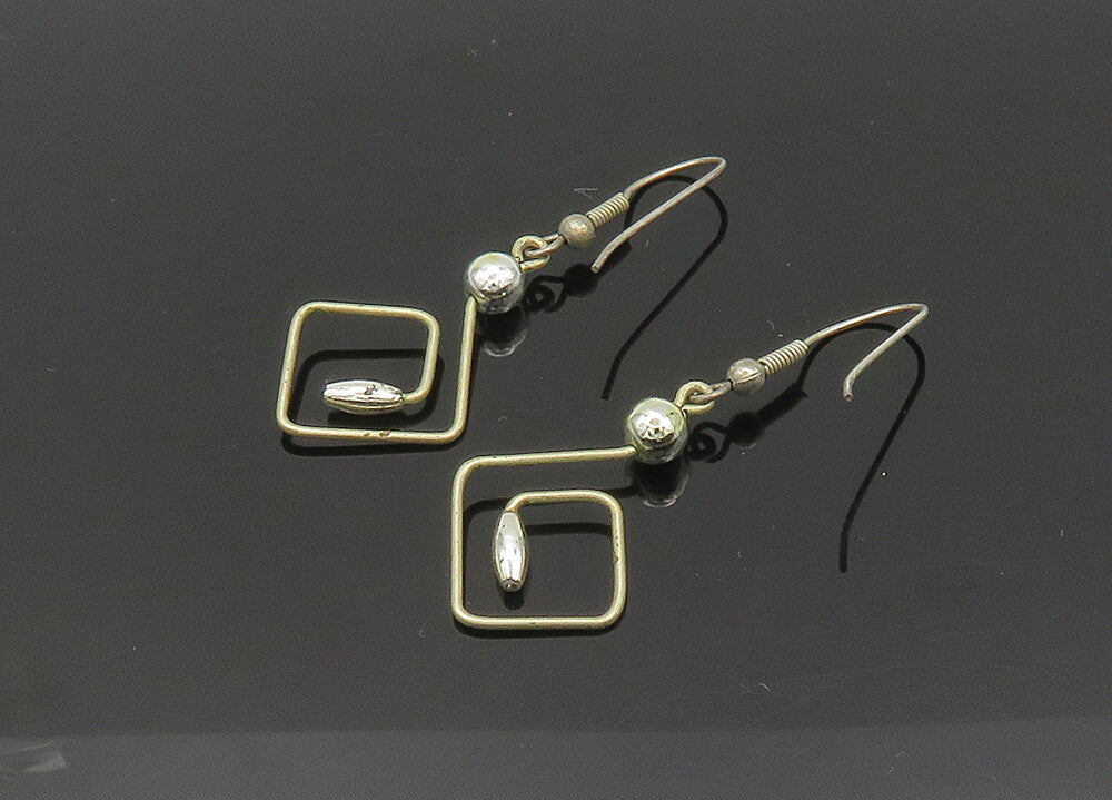 925 Sterling Silver Vintage Shiny Beaded Design Dangle Earrings EG10385