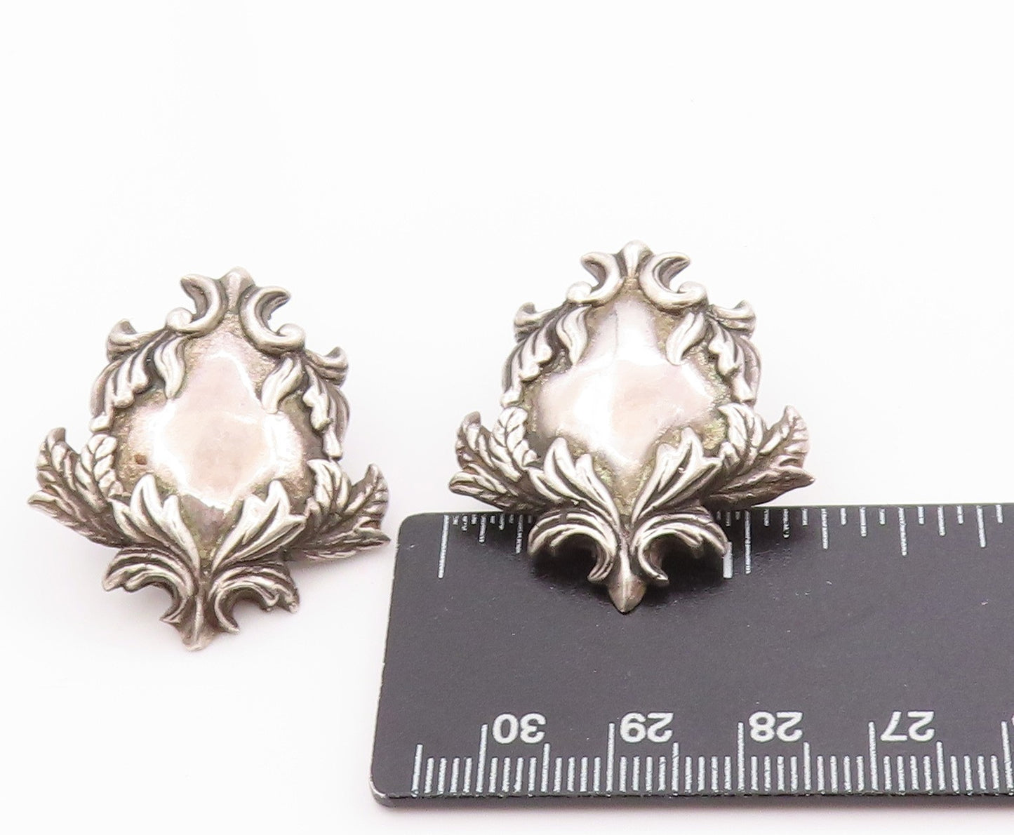 925 Sterling Silver Vintage Earrings STEPHEN DWECK Etched Floral Leaves EG13665