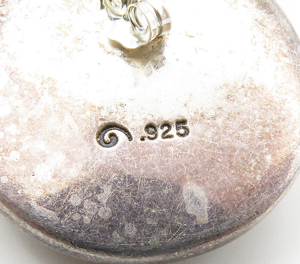 925 Sterling Silver Vintage Woven Design Dome Button Drop Earrings EG7866