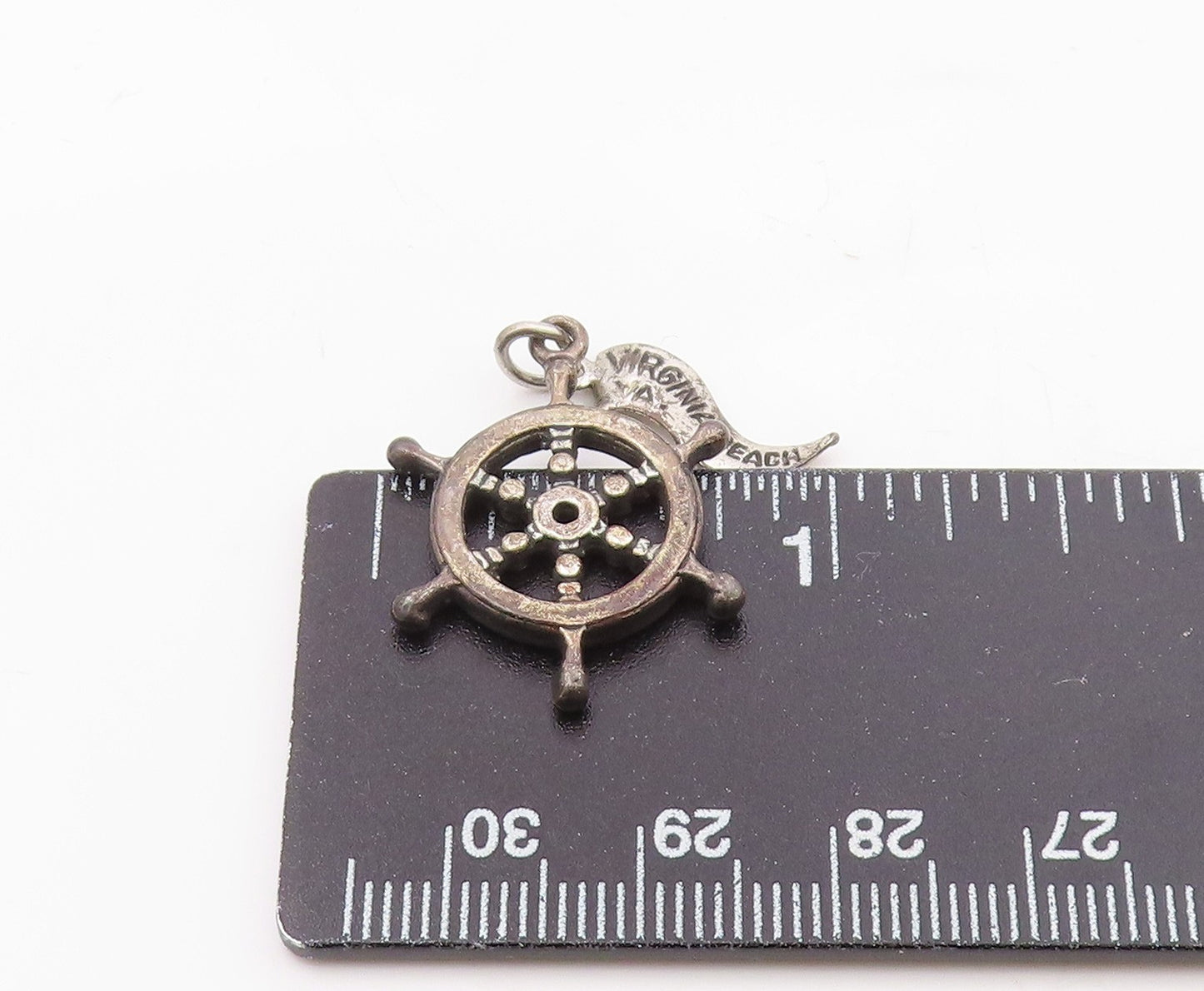 925 Sterling Silver Vintage Captain's Ship Wheel Charm Pendant PT21789