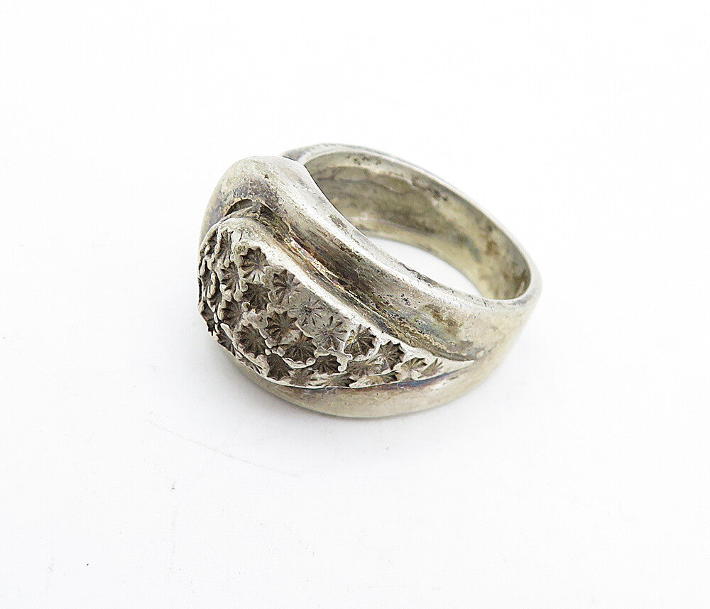 925 Sterling Silver Vintage Antique Dark Tone Buckle Band Ring Sz 6 RG5132